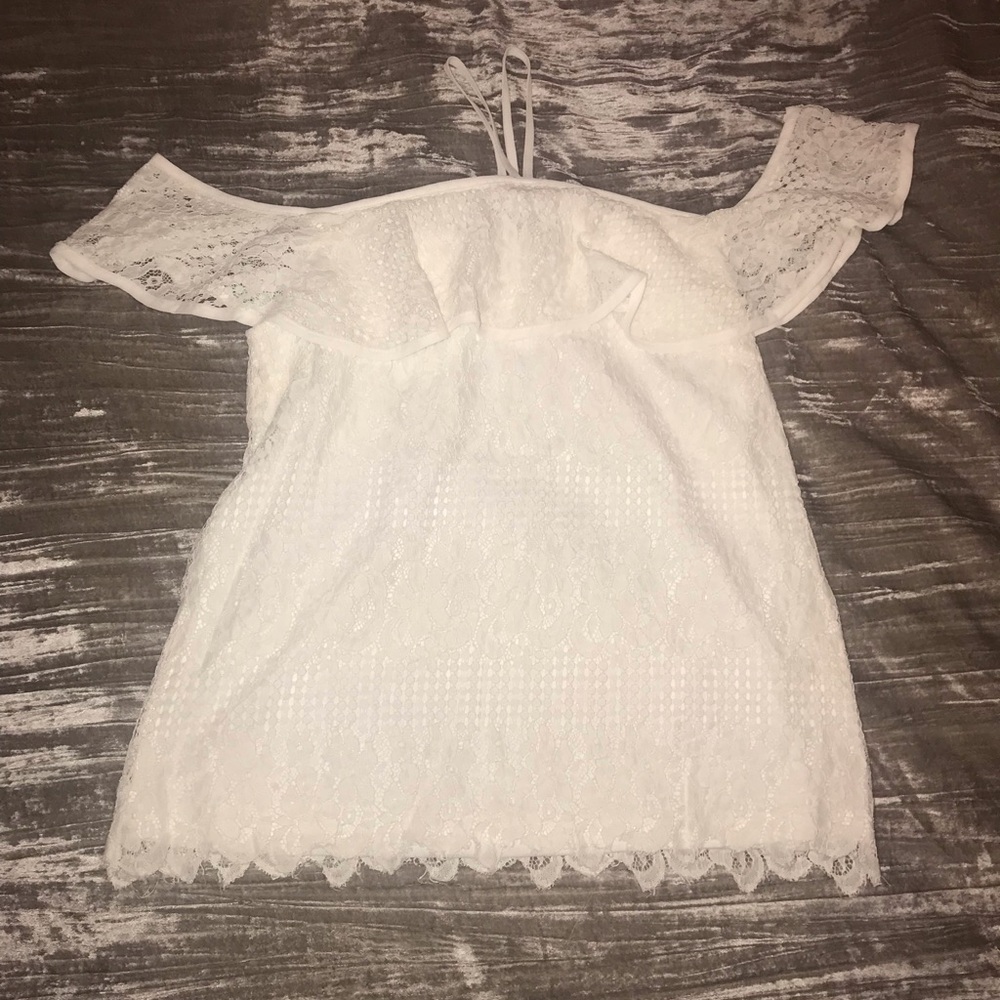 Off the Shoulder White Lace Top